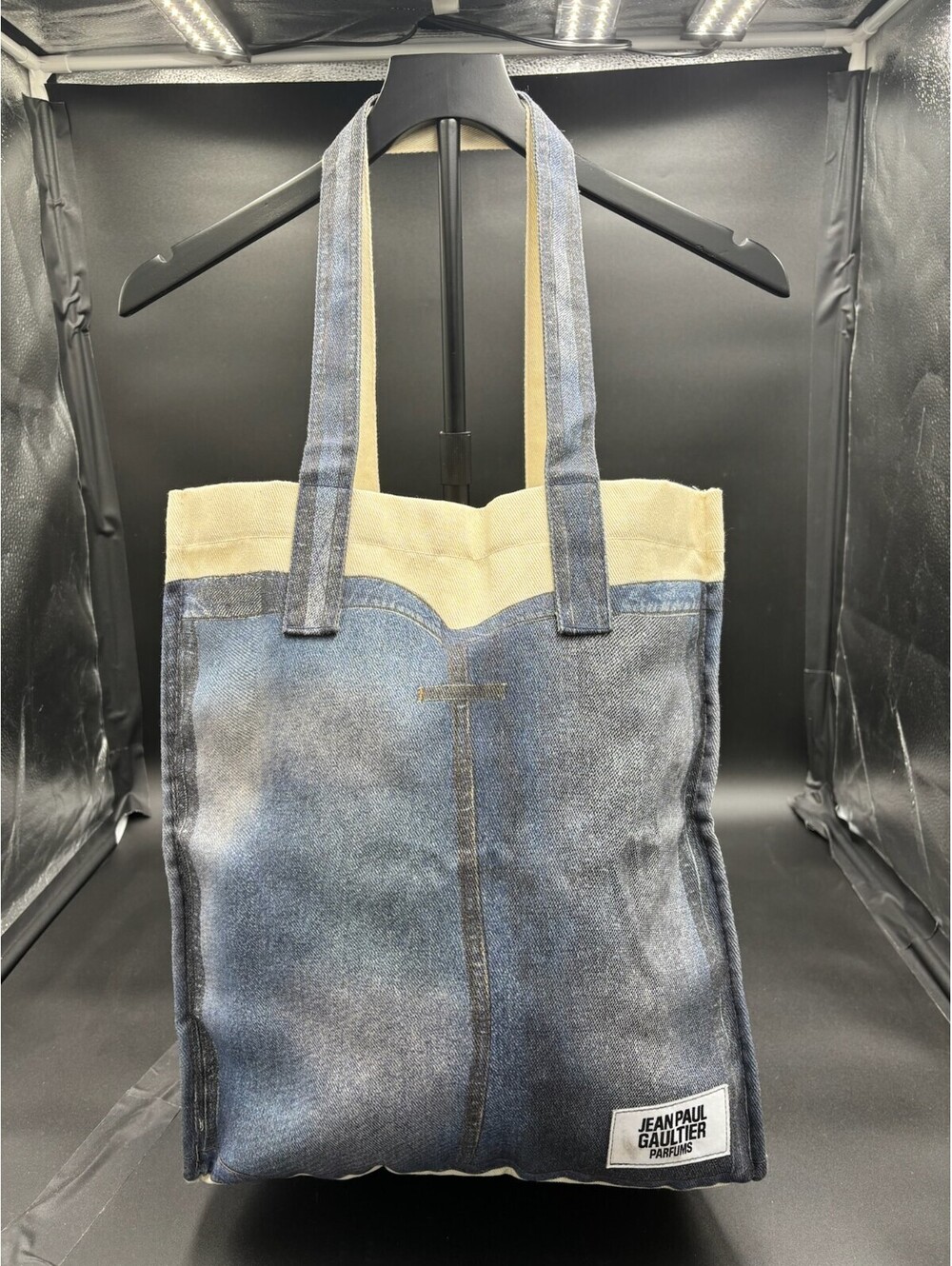 Jean Paul Gaultier Parfums Canvas Tote Bag with Denim Print